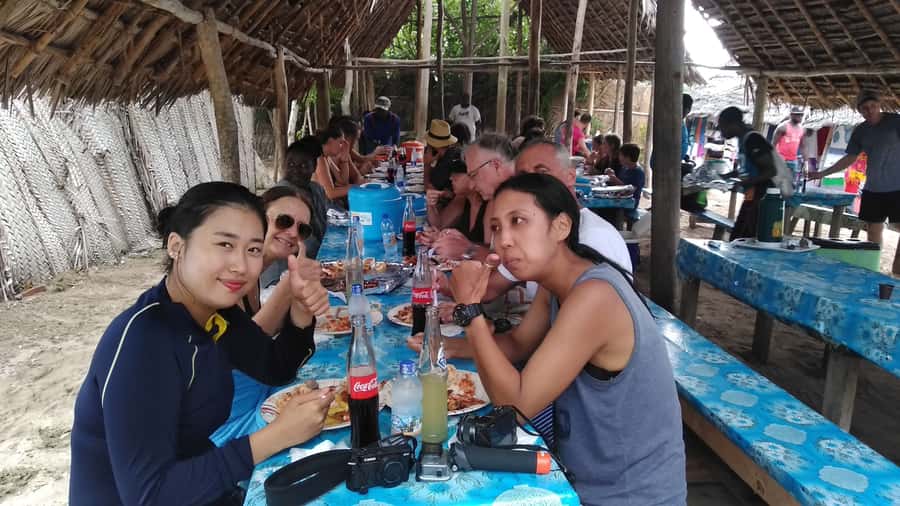 From Stone Town: Sandbank picnic with sea food BBQ Lunch - Untouched Sandbank Lounge With Tropical Fruit Snacks