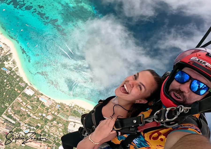 Kendwa: Tandem Skydive in Zanzibar - The 10,000-Foot Jump: Free Fall Over Indian Ocean Color