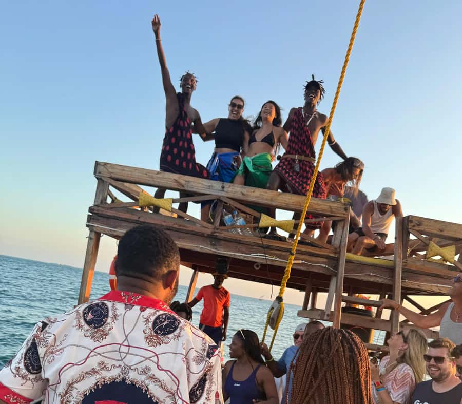 Sunset party cruise in Zanzibar with BoomBoom Boat - The secret swim stop: when to grab your towel moment