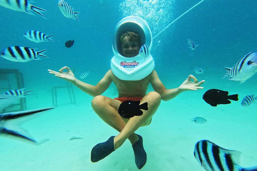 Underwater Walking Experience in Zanzibar,No Swimming Needed - The breathing helmet: the trick that makes it work