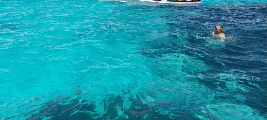 Zanzibar: Mnemba Island Dolphin and Snorkeling Tour - The sandbank and beach break: fruit, calm water, and coastline views