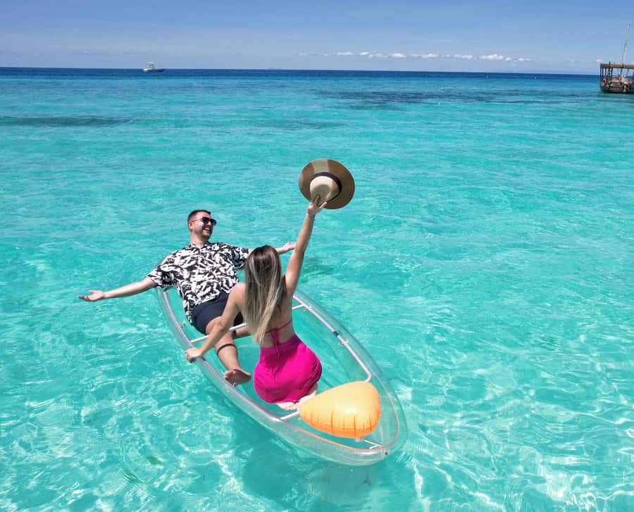 Zanzibar: Transparent Kayak and Drone (with Pickup Included) - Transparent Kayak in Zanzibar: What You Actually See Under the Water